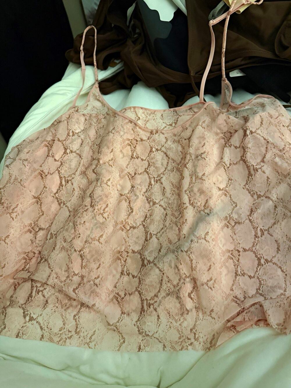 SKIMS Milky Sheer Cami Rose Pastel Snake Print Size 4X NWT Limited Edition